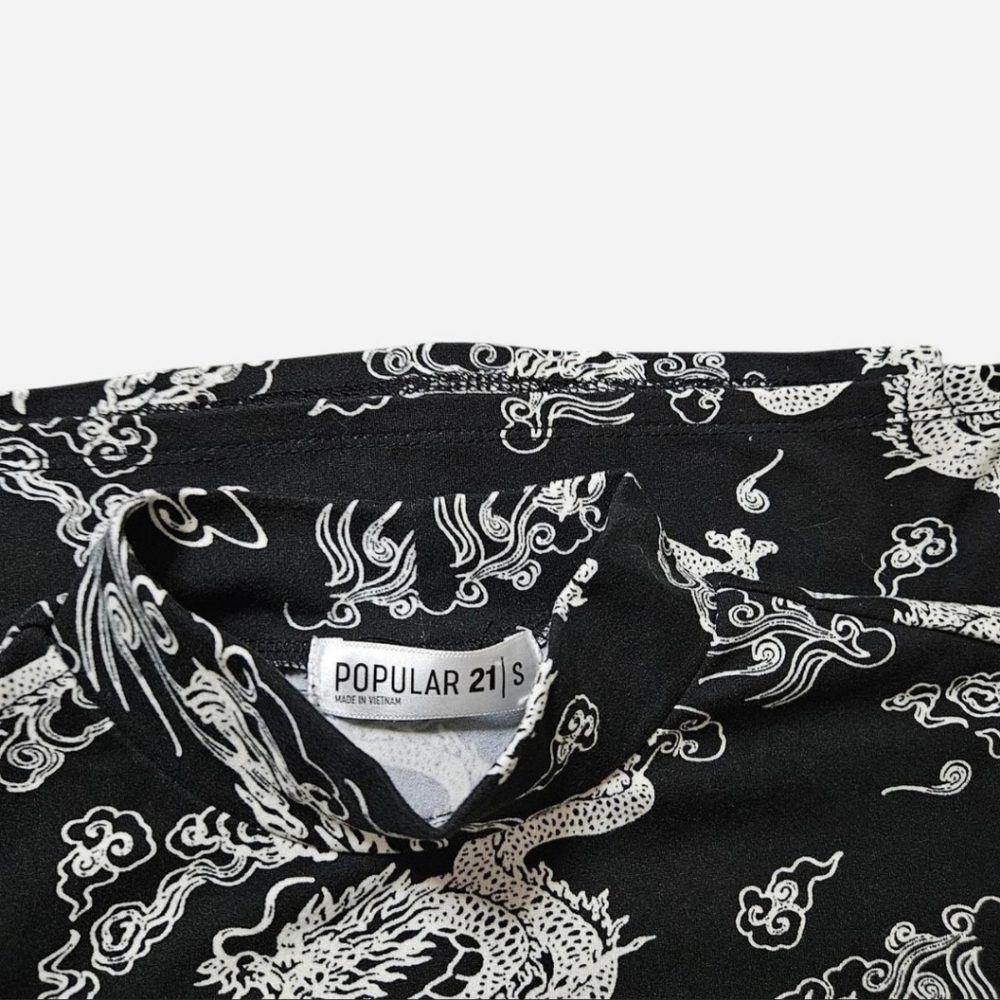 Black and White Dragon Print Mini Dress - Picture 3 of 3